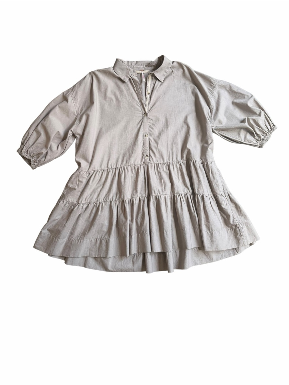Free People Mischa Button Front Tiered Tunic Mini Dress